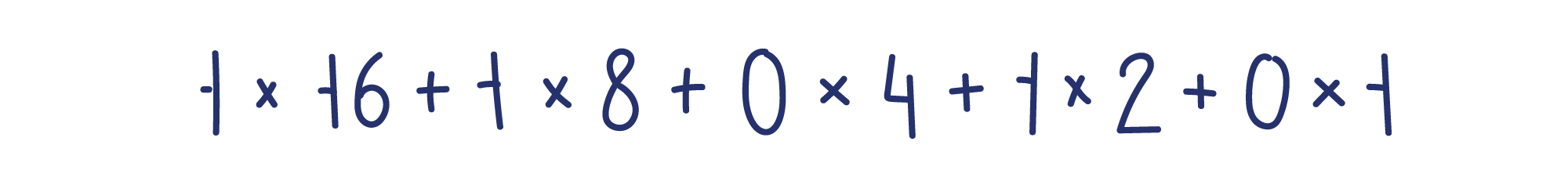1×16+1×8+0×4+1×2+0×1